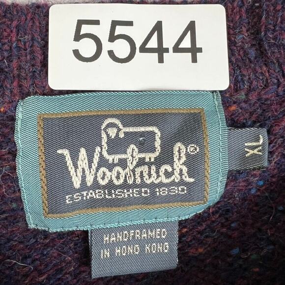 Woolrich Sweater Mens XL 100 % Wood Eggplant Tweed Hand Framed Hong Kong Vintage - Picture 6 of 9